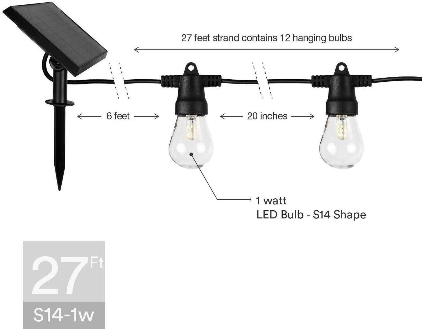 Luces de cadena solares LED impermeables para exteriores