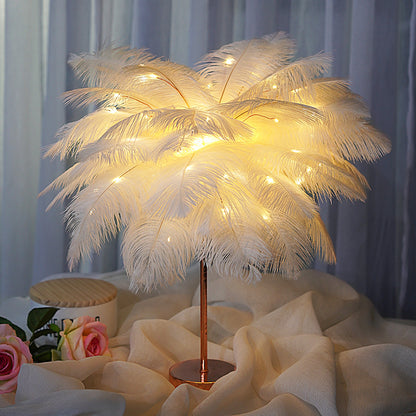 Lampe à plumes lampe de bureau nordique Style européen chambre chevet plume lampe de Table veilleuse lampe de Table décoration moderne