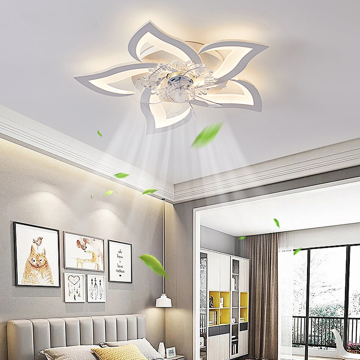 Lumière de salon simple et moderne, nouvelle lumière de ventilateur de plafond de chambre à coucher silencieuse