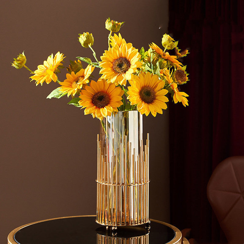 Vase en métal décoration Arrangement de fleurs armoire à vin porche armoire Table à manger fleur en verre