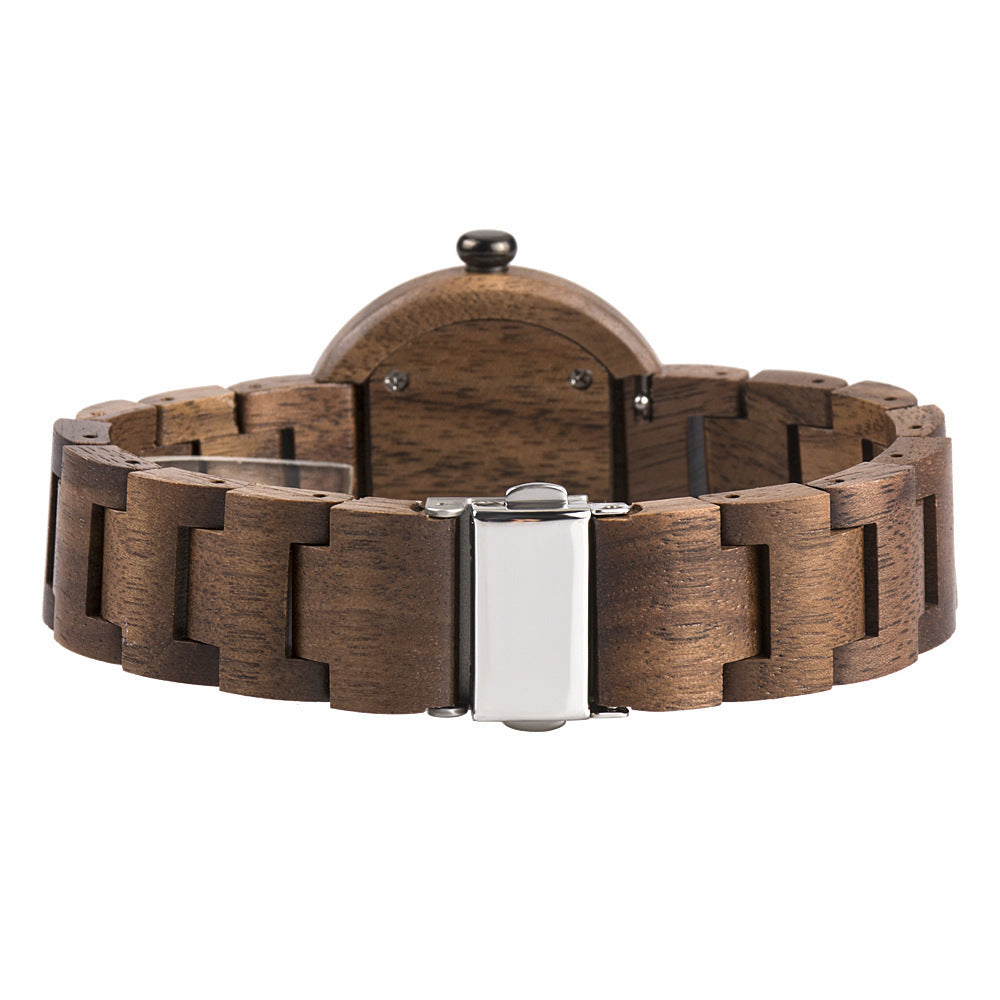 Reloj de madera de bambú para mujer, reloj con movimiento de cuarzo