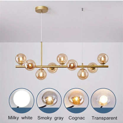 A Long Minimalist Glass Magic Bean Chandelier