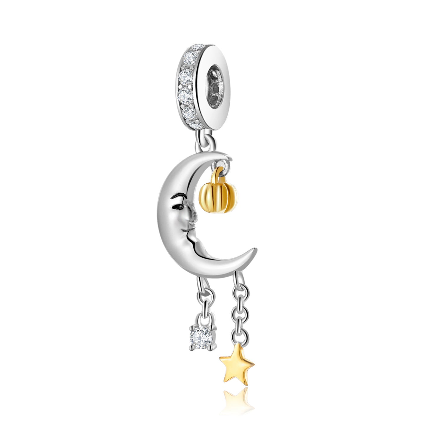 Moon Hanging Pumpkin Beads Halloween Series 925 Sterling Silver Pendant Bracelet Diy Accessories