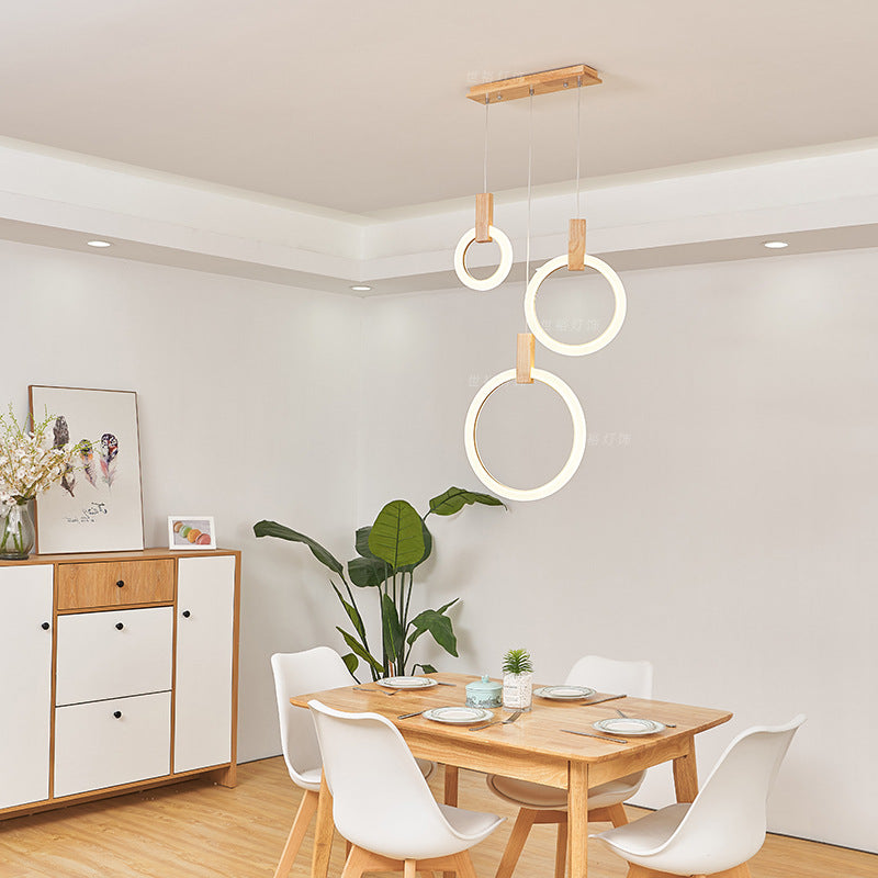 Round ring wooden lamp