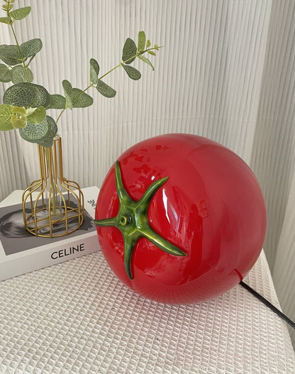 Lámpara de noche pequeña creativa con forma de tomate cocido, lámpara de mesa atmosférica para mesita de noche