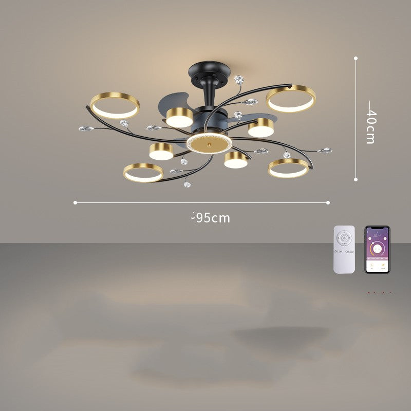 Living Room Nordic Luxury Intelligent APP Ceiling Fan Ceiling Light