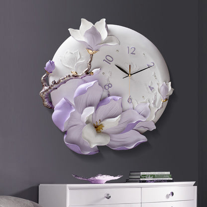 Hand-painted Floral Decorative Wall Clock With A Minimalist Style