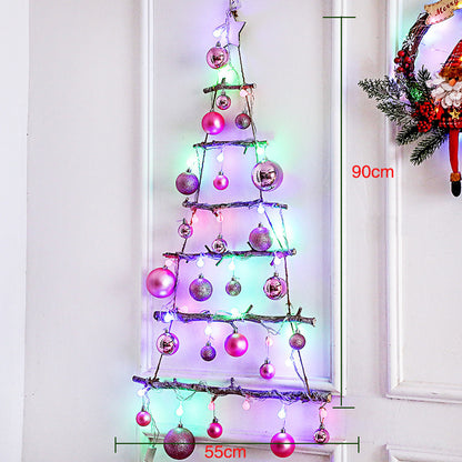 Adornos navideños de bricolaje para pared con luces y adornos creativos para árboles