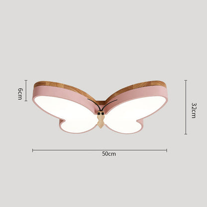 Lámpara nórdica Simple y creativa de mariposa para dormitorio, protección para los ojos, LED de dibujos animados