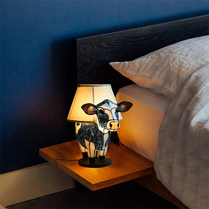 Hermosa lámpara de mesa con forma de vaca, lámpara de mesita de noche con USB, lámpara de mesita de noche para sala de estar, dormitorio, dormitorio, adorno de sujetador