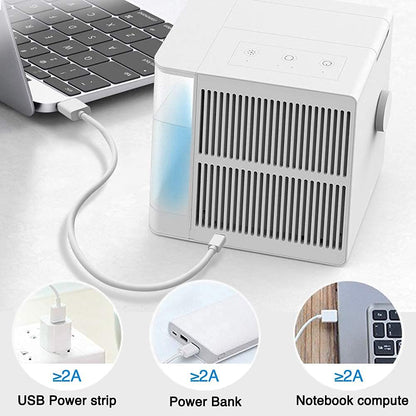 Aires acondicionados portátiles 3 en 1, enfriador de aire evaporativo con carga USB, mini aire acondicionado potente, silencioso y liviano portátil para habitación, dormitorio, oficina, cocina