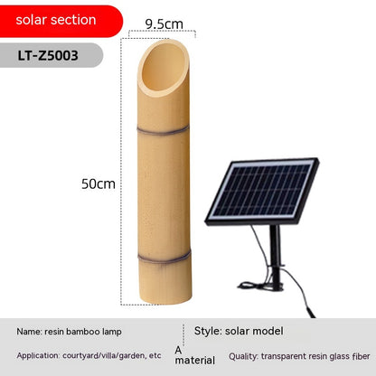 Lampe solaire d'extérieur en bambou, simulation étanche, jardin