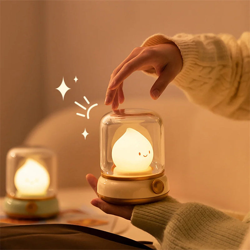 Rétro petite lampe de nuit chambre mini bureau LED lampe de nuit mignonne créative USB rechargeable portable lampe de table de dessin animé pour café bar hôtel chambre décor à la maison