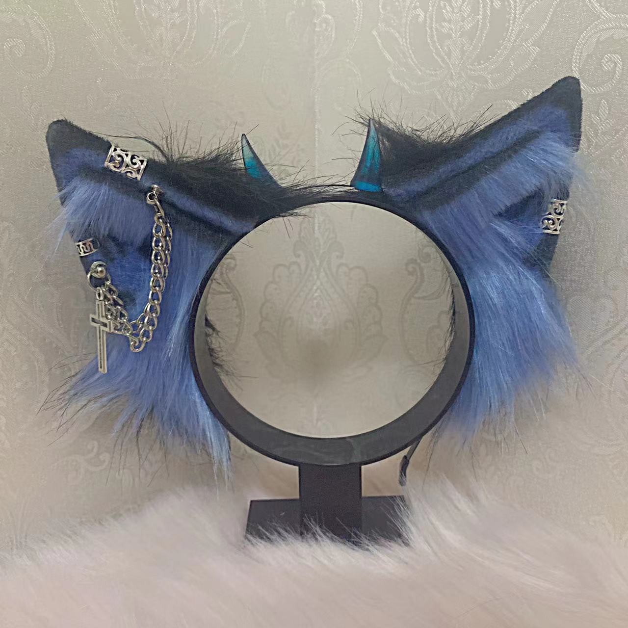 Diadema con orejas de cuerno de demonio vampiro para Halloween