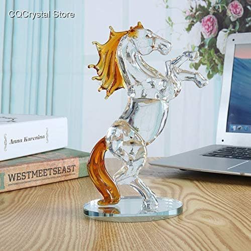 Decoración de mesa de animales con estatua de caballo de cristal