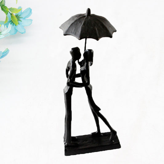 Cast Iron Umbrella Couple Ornament Home Retro