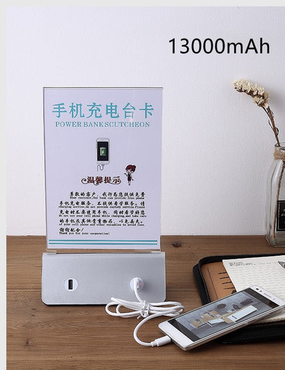 Desktop Power Bank Luminous Transparent Acrylic Vertical Crystal Table Card Loose-leaf Display Stand