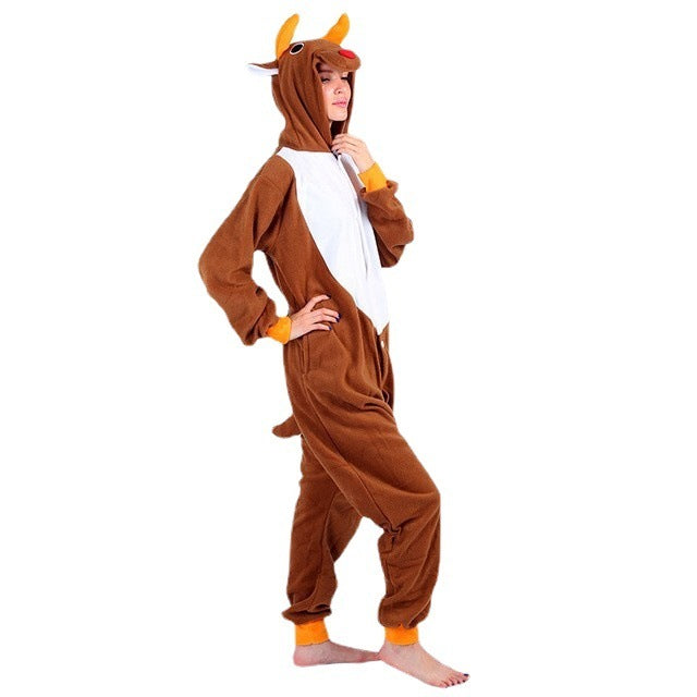 Cute Thick Warm Loungewear Polar Fleece Christmas Deer