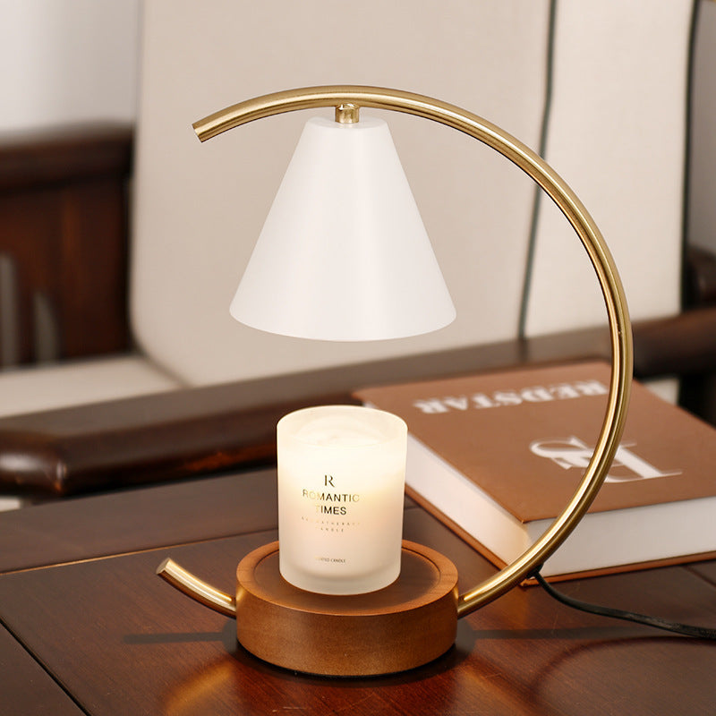 Wooden Base Fused Candle Lamp Bedroom