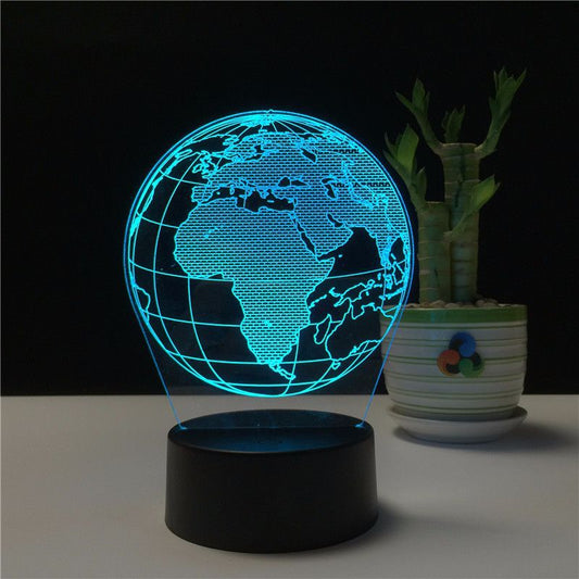 Lámpara de mesa con forma de globo terráqueo 3D, luz nocturna USB, RGB, creativa