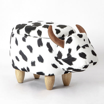 Tabouret animal de dessin animé de veau créatif à la porte de la maison