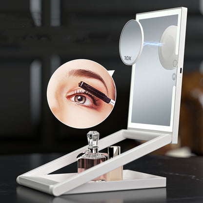 Miroir de maquillage mené pliant de bureau réglable avec la lumière