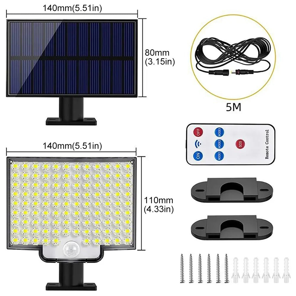 Lámpara de pared solar para césped 106led