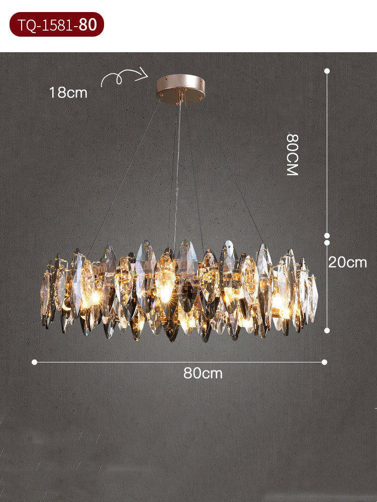 Lámpara de araña minimalista moderna de cristal de lujo con luz para sala de estar