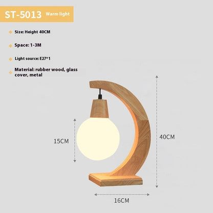 Lampe de table à LED en bois originale et créative de style nordique