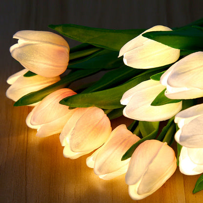 Luz LED nocturna de flor de tulipán, maceta Artificial, paisaje de plantas en maceta, lámpara de mesa, decoración para el hogar, dormitorio y sala de estar, regalo