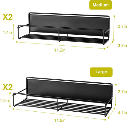 Estante magnético para especias para refrigerador, paquete de 4 organizadores magnéticos para nevera, estante magnético para refrigerador y horno microondas, estante metálico para nevera para cocina