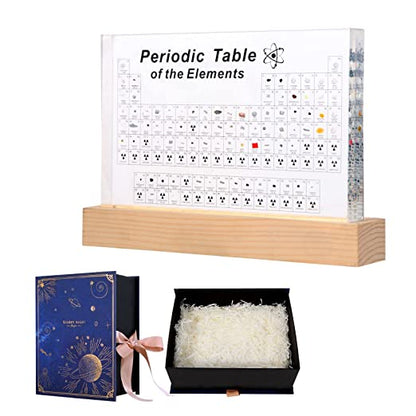 Tabla periódica con 83 tipos de elementos reales en el interior, muestras de tabla periódica de elementos acrílica, fácil de leer, regalos creativos para estudiantes y amantes de la ciencia