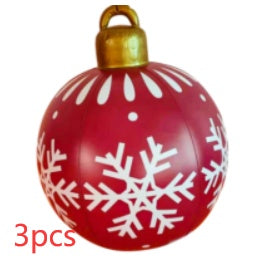 Bola de adorno navideño para exteriores, de PVC, 60 cm, inflable, decorada, bolas gigantes de PVC, grandes, para decorar árboles de Navidad