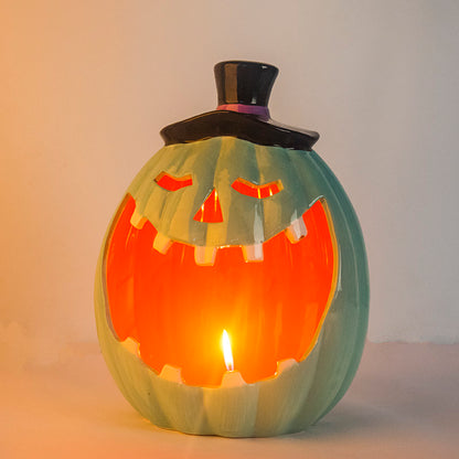 Adornos navideños de cerámica con forma de calabaza, decoraciones para ambientes de eventos con calaveras y huesos cruzados para festivales de fantasmas