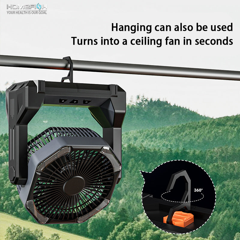 HOMEFISH Cooling Fan USB Charging Telescopic Foldable Desk Fan Emergency Power Bank Night Light Air Cooler Fan 4-speed Table Fan