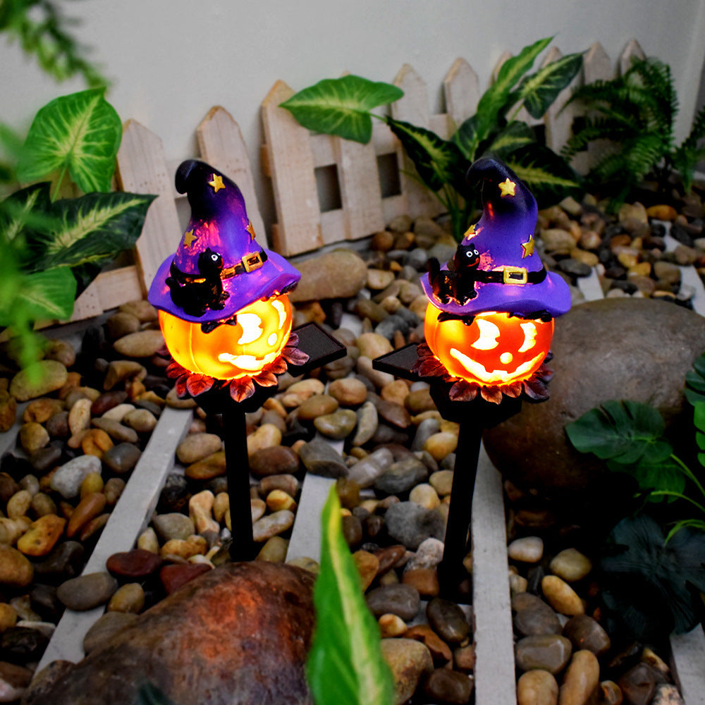 Lámpara solar de calabaza con ambiente creativo para Halloween al aire libre