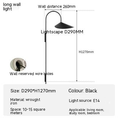 Lámpara de pared de cabecera de dormitorio minimalista nórdico, lámpara de estudio de pasillo giratoria inalámbrica con personalidad creativa de diseñador danés