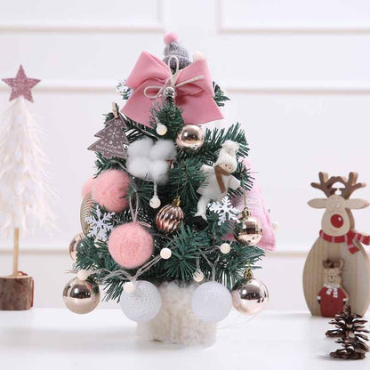 Desktop Mini Christmas Tree With LED Lights DIY Christmas Nightlight Decorations With Color Ball