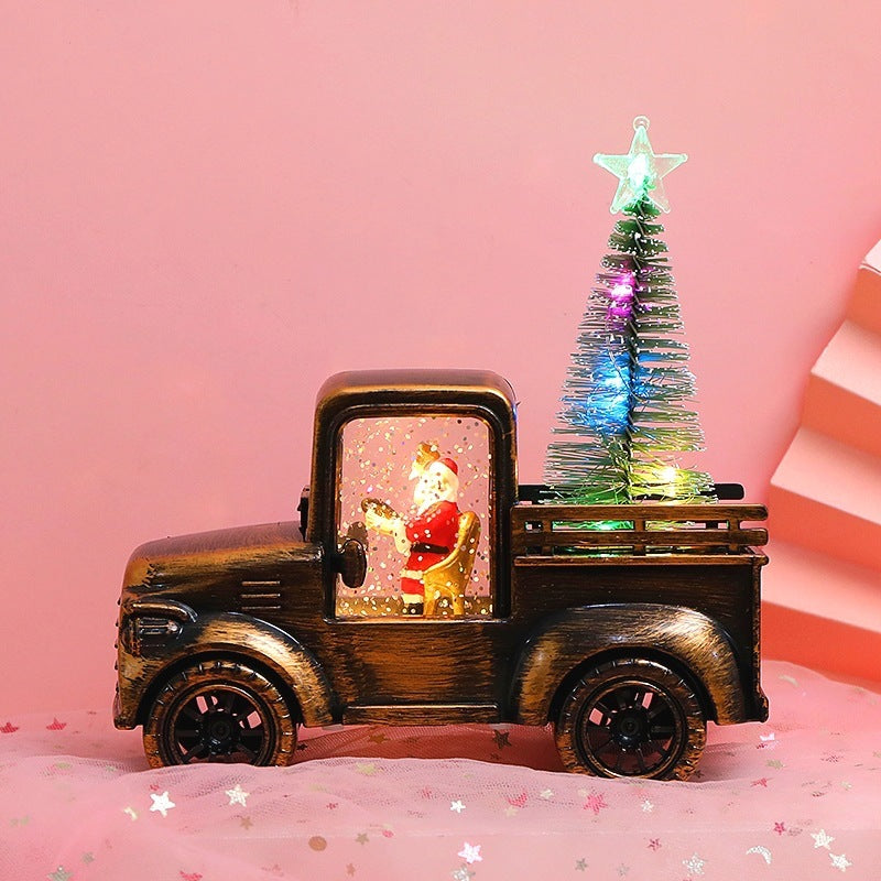 Adornos navideños Adornos de Papá Noel conduciendo un tractor