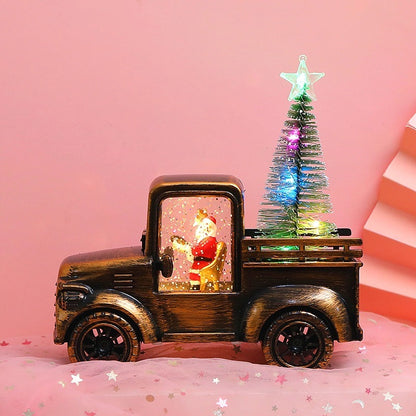 Adornos navideños Adornos de Papá Noel conduciendo un tractor