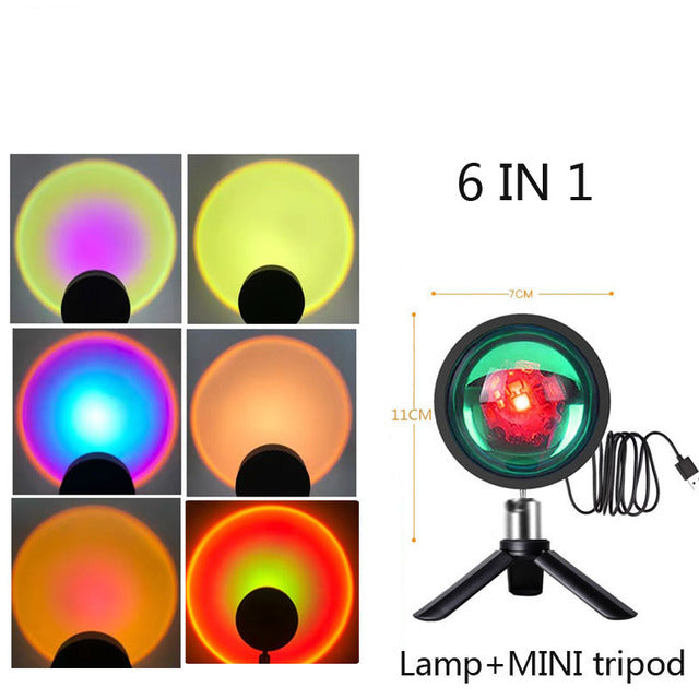 Lámpara de proyección de puesta de sol Luz nocturna de atmósfera de arco iris