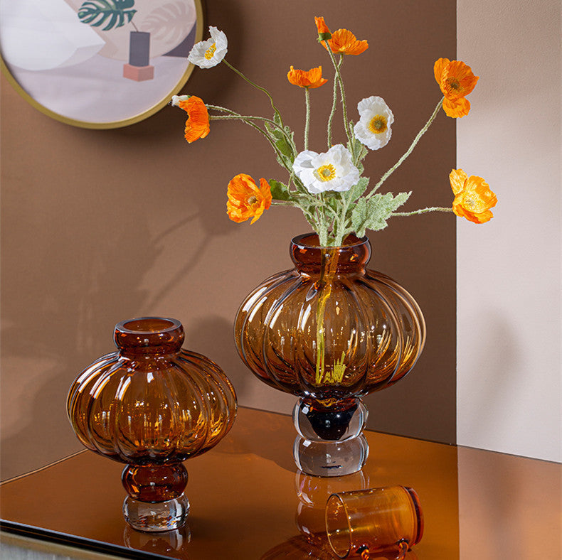 Jarrón de cristal creativo para sala de estar, mesa de comedor, arreglo floral