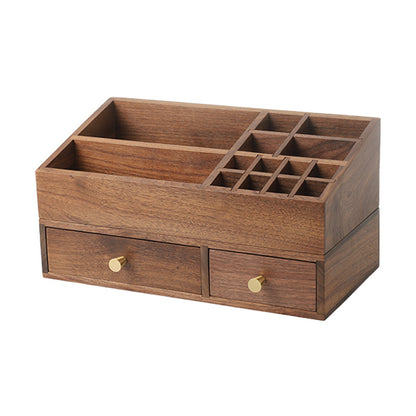 Caja de almacenamiento de cosméticos de madera maciza, organizador de cajones para brochas de maquillaje