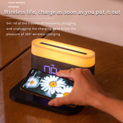 Wireless Charger Desktop Clock Night Light Table Lamp