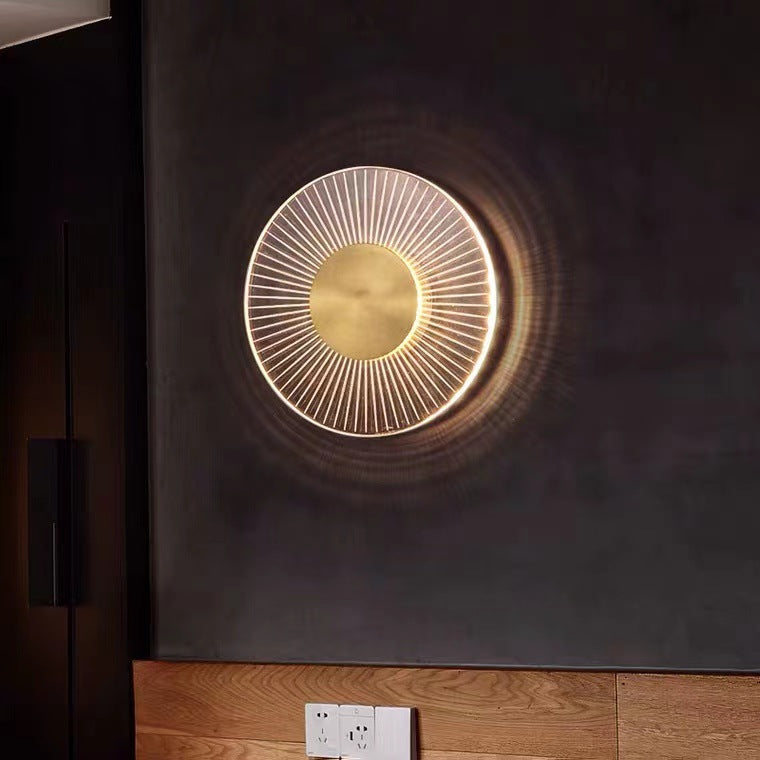 Nordic All-copper Living Room Background Wall Lamp Creative Round