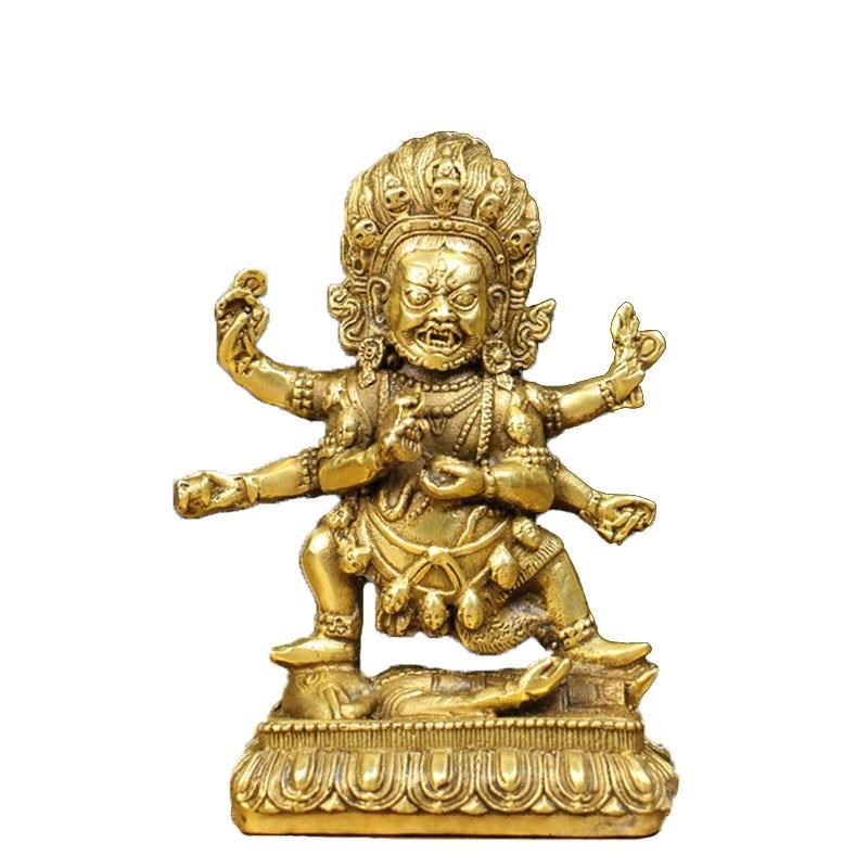 Pure Copper Six-arm Mahakala Buddha Statue Nepalese Tantra Ornament