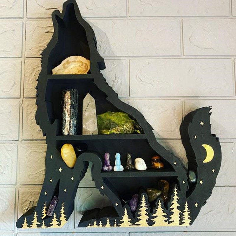 Wolf-shaped Moon Crystal Shelf Halloween Shelves