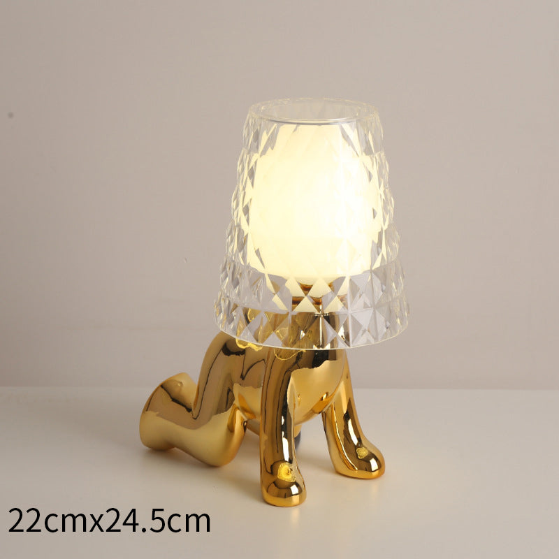 Mini luz nocturna galvanizada para hombre dorado, creativa y encantadora, para habitación de niños