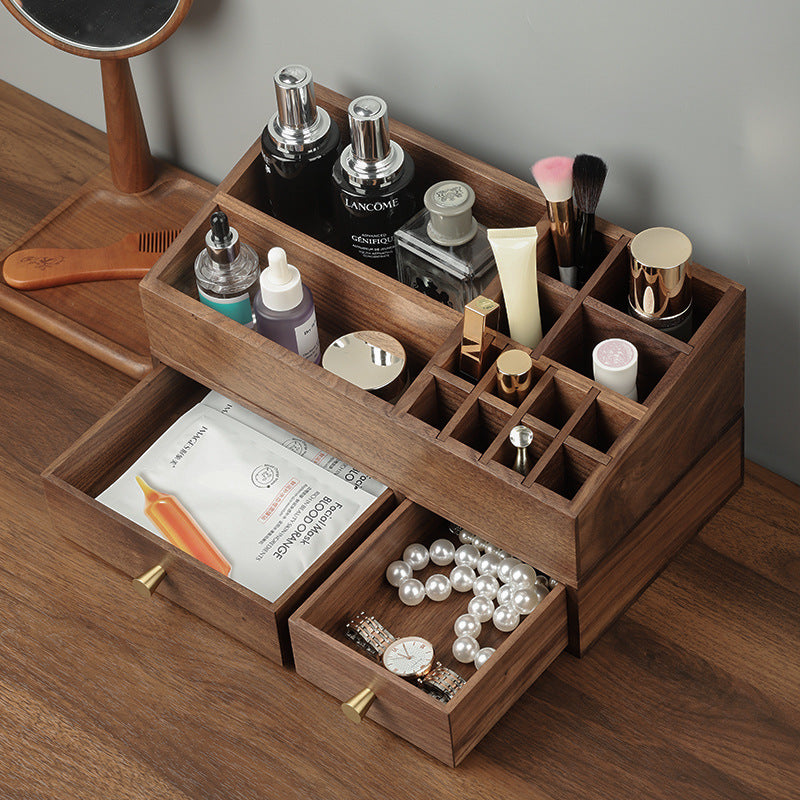 Boîte de rangement de cosmétiques en bois massif, organisateur de tiroir pour pinceaux de maquillage