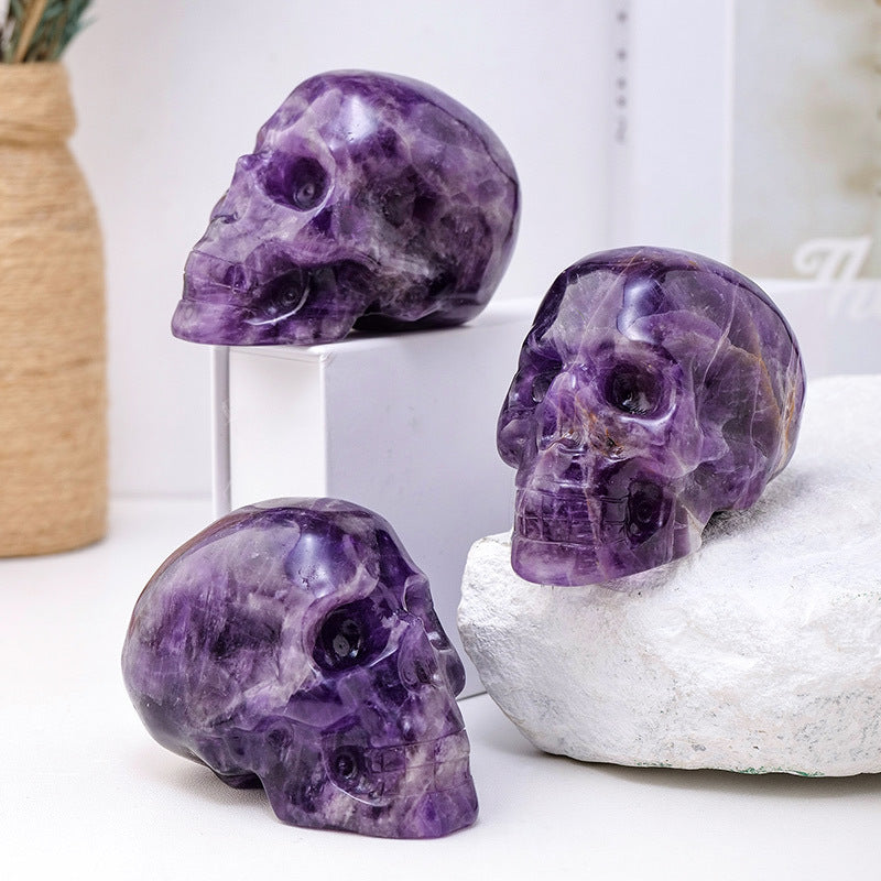 Natural Amethyst Skull Halloween Crafts Ornaments